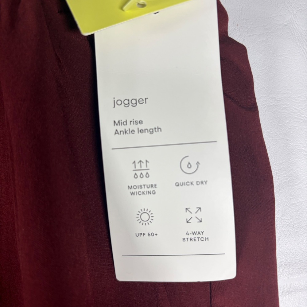 All in Motion Active Light Mid-Rise Jogger Maroon Red Large UPF 50+ New With Tag - Picture 3 of 15